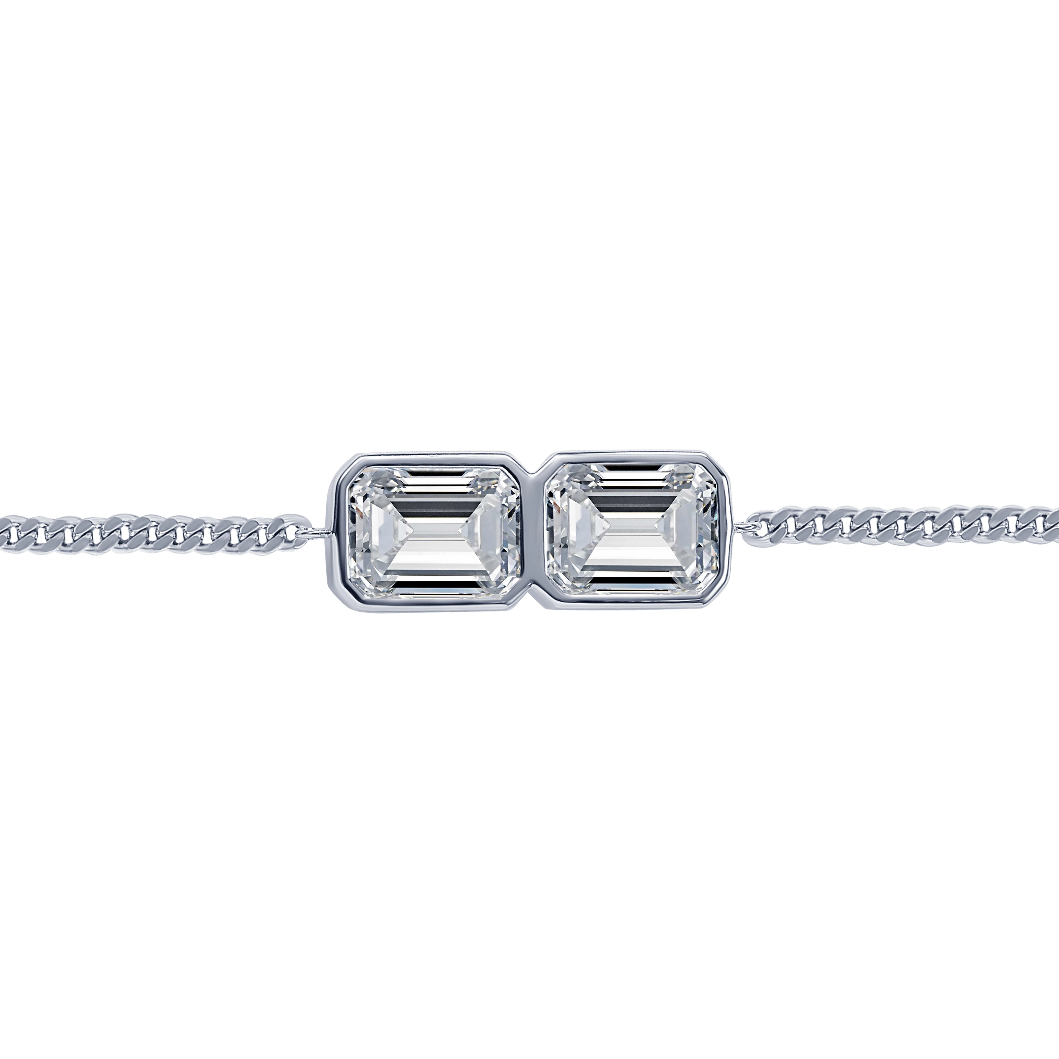 Серебряный браслет Midnight с фианитами в огранке Эмеральд