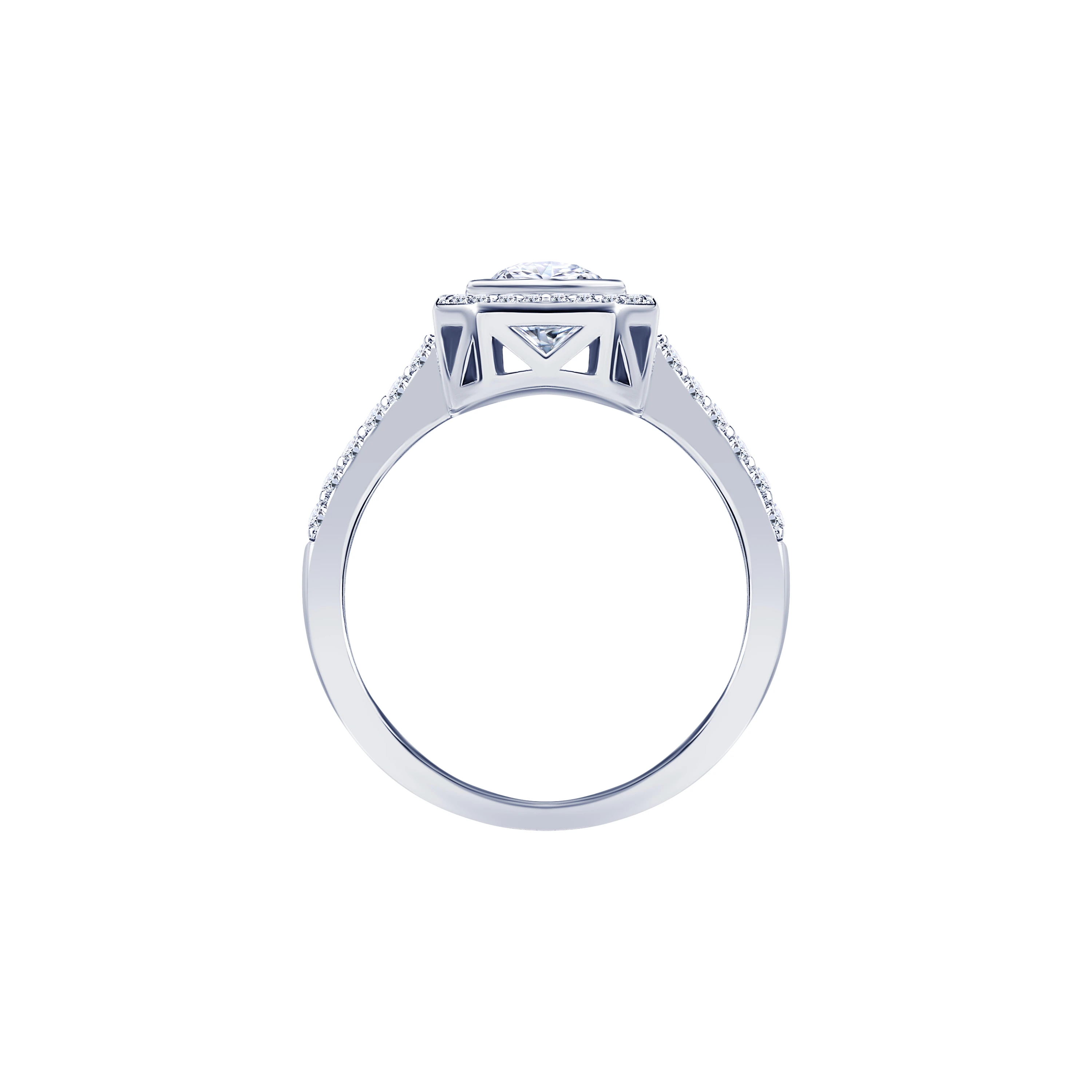 Серебряное кольцо Midnight с фианитами в огранке Эмеральд