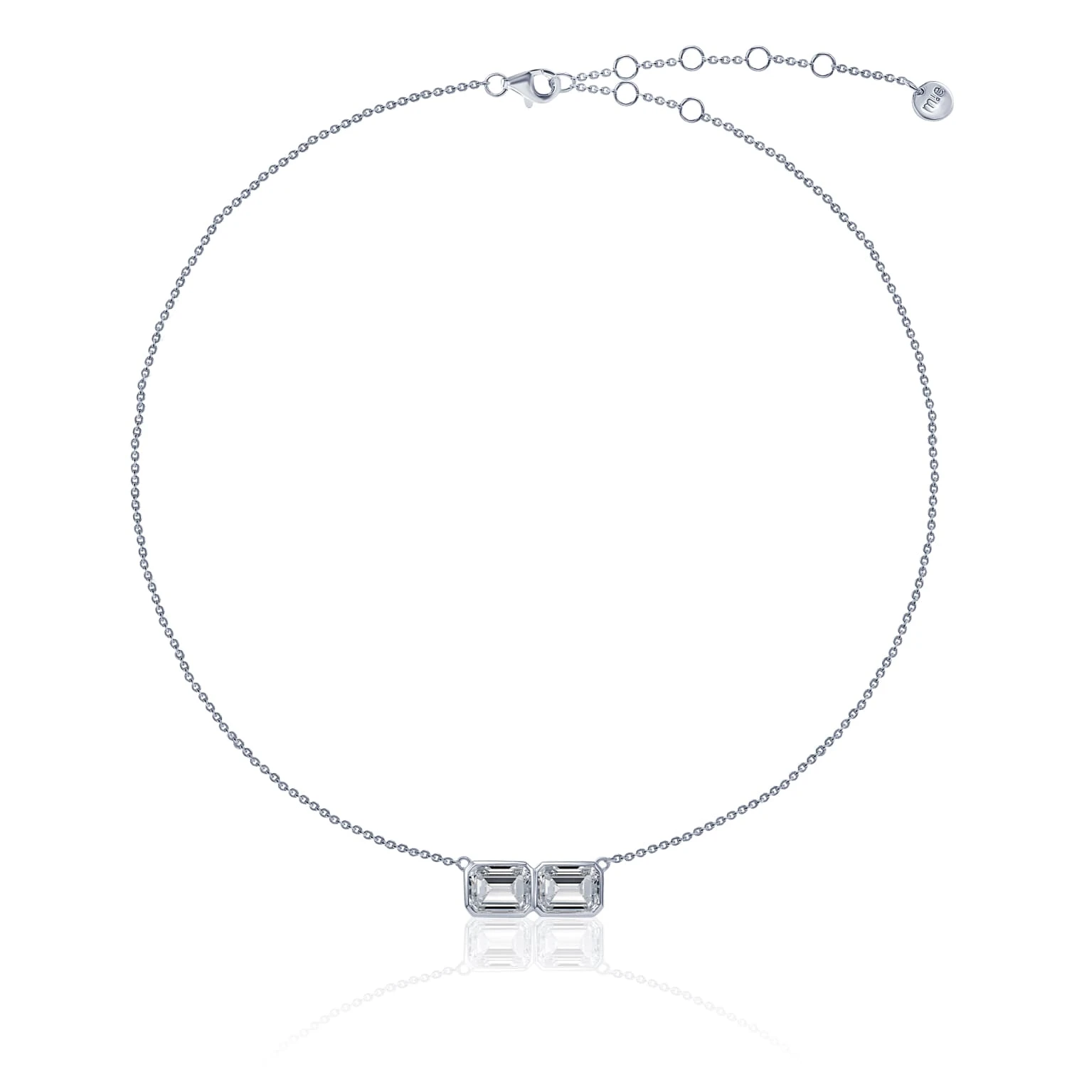 Серебряное колье Midnight с фианитами в огранке Эмеральд