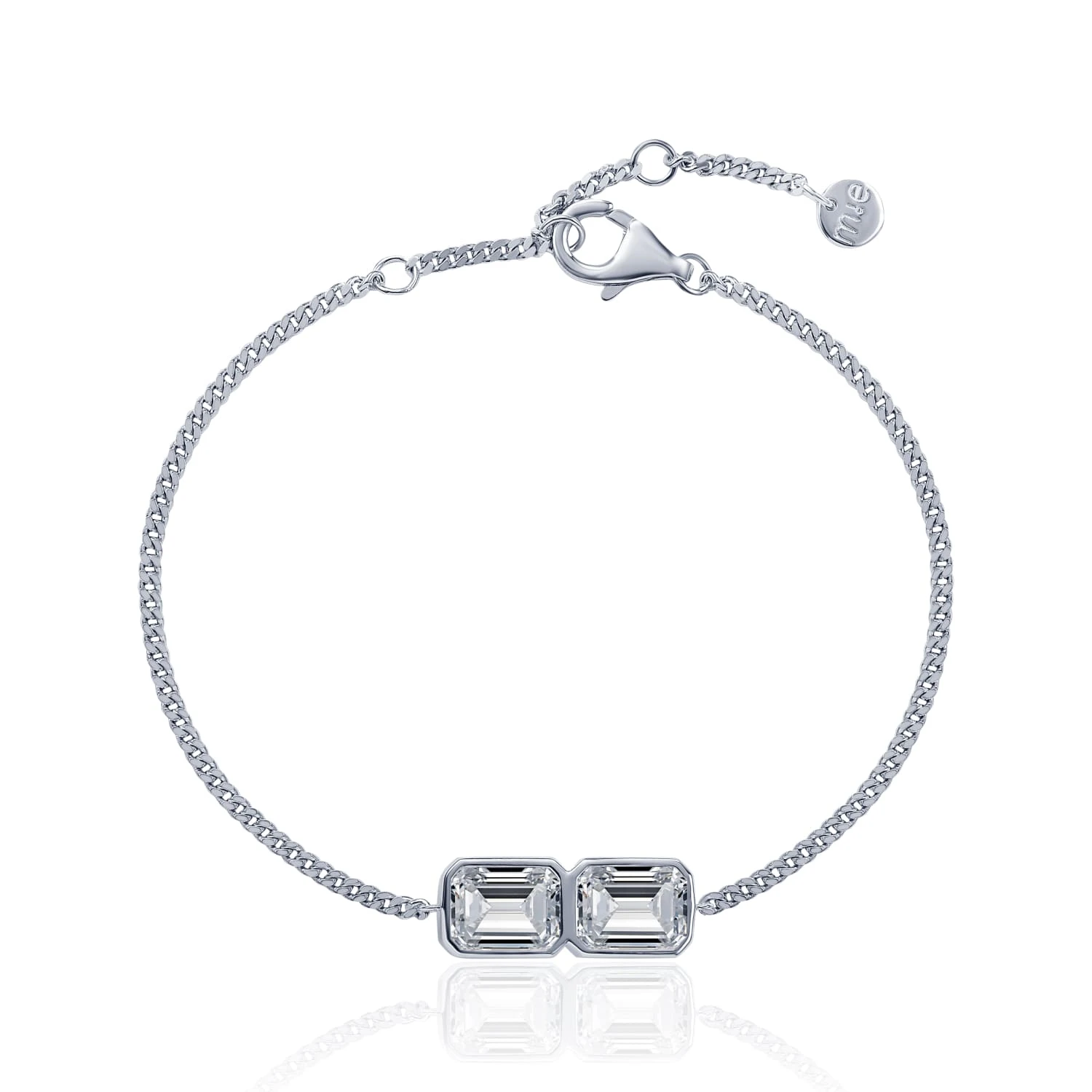 Серебряный браслет Midnight с фианитами в огранке Эмеральд