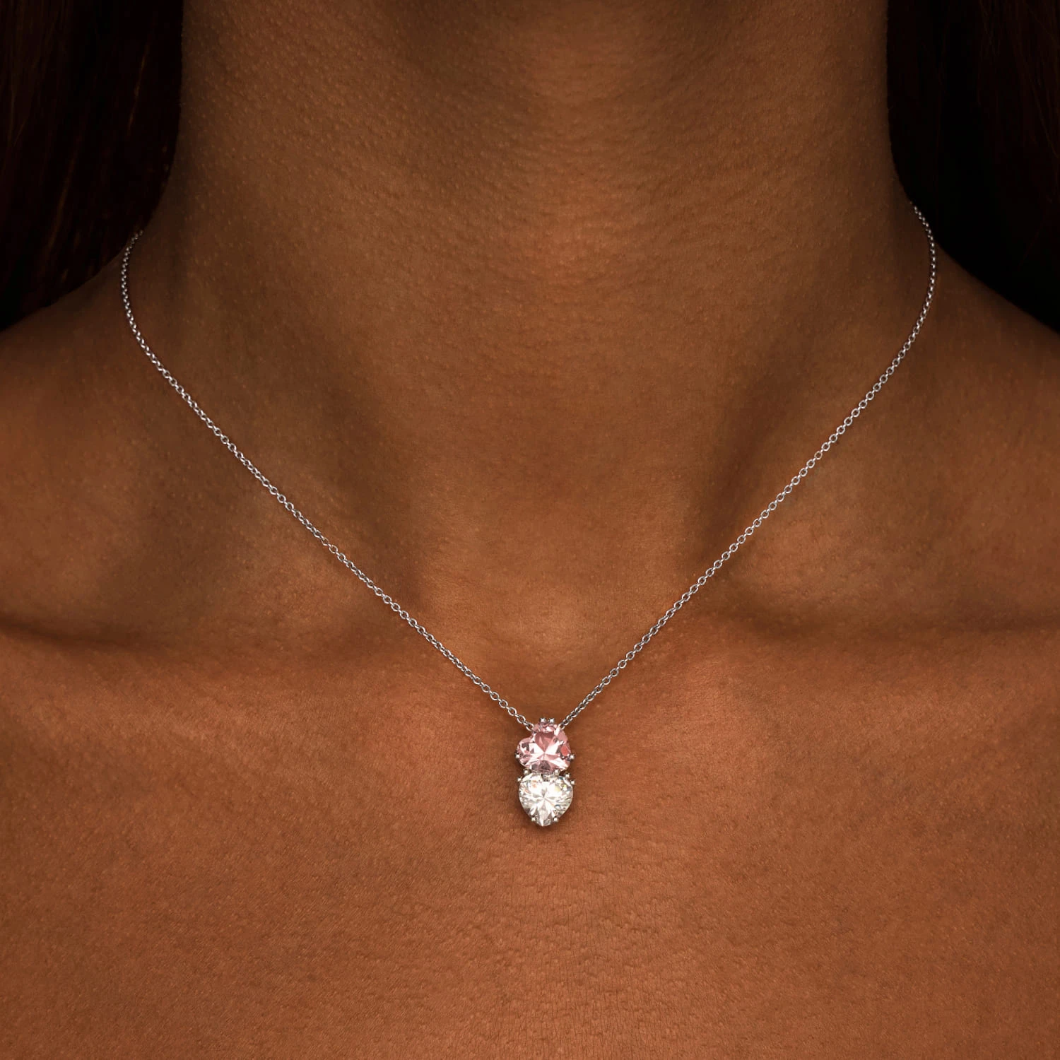 Серебряное колье SWEETHEART с двумя сердцами