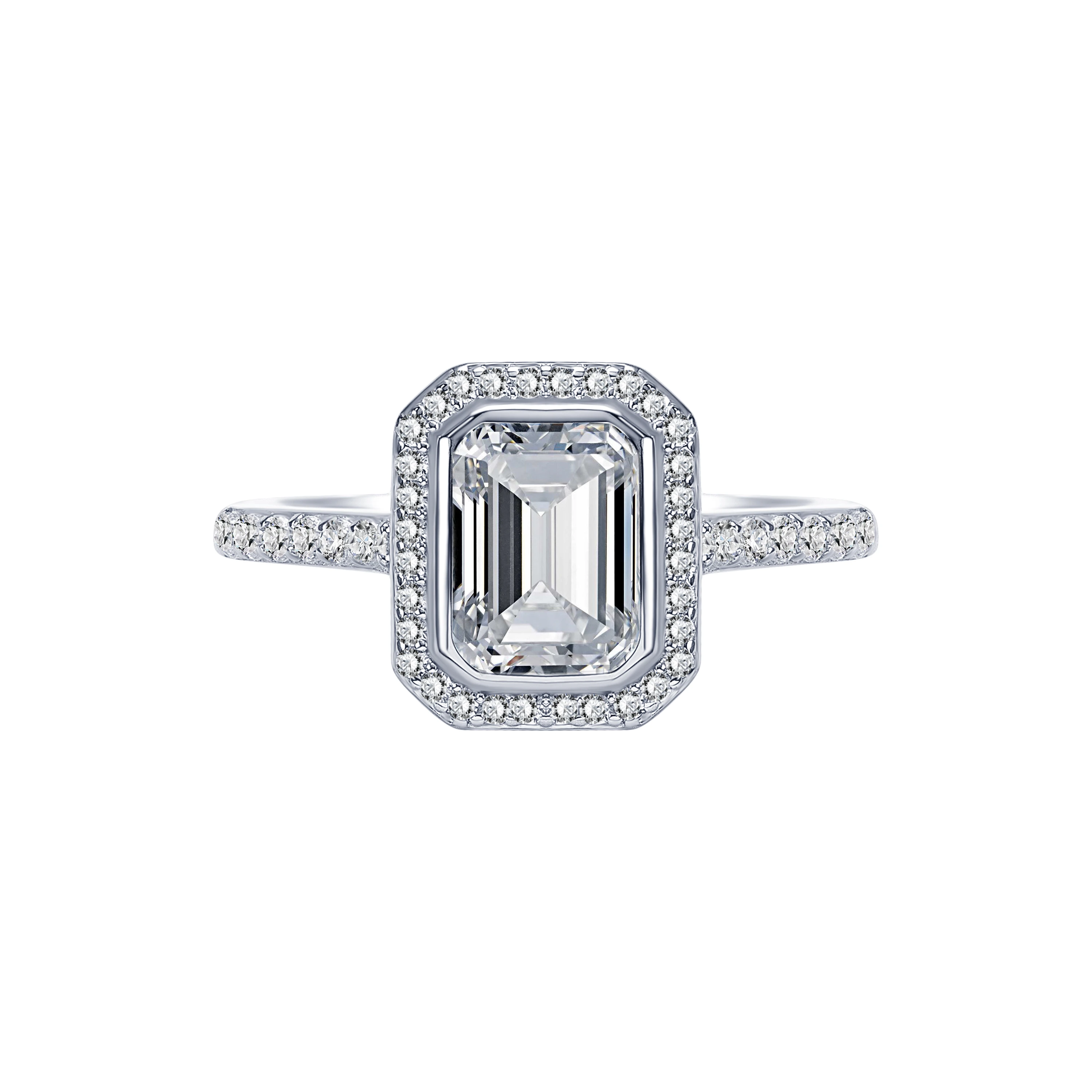 Серебряное кольцо Midnight с фианитами в огранке Эмеральд