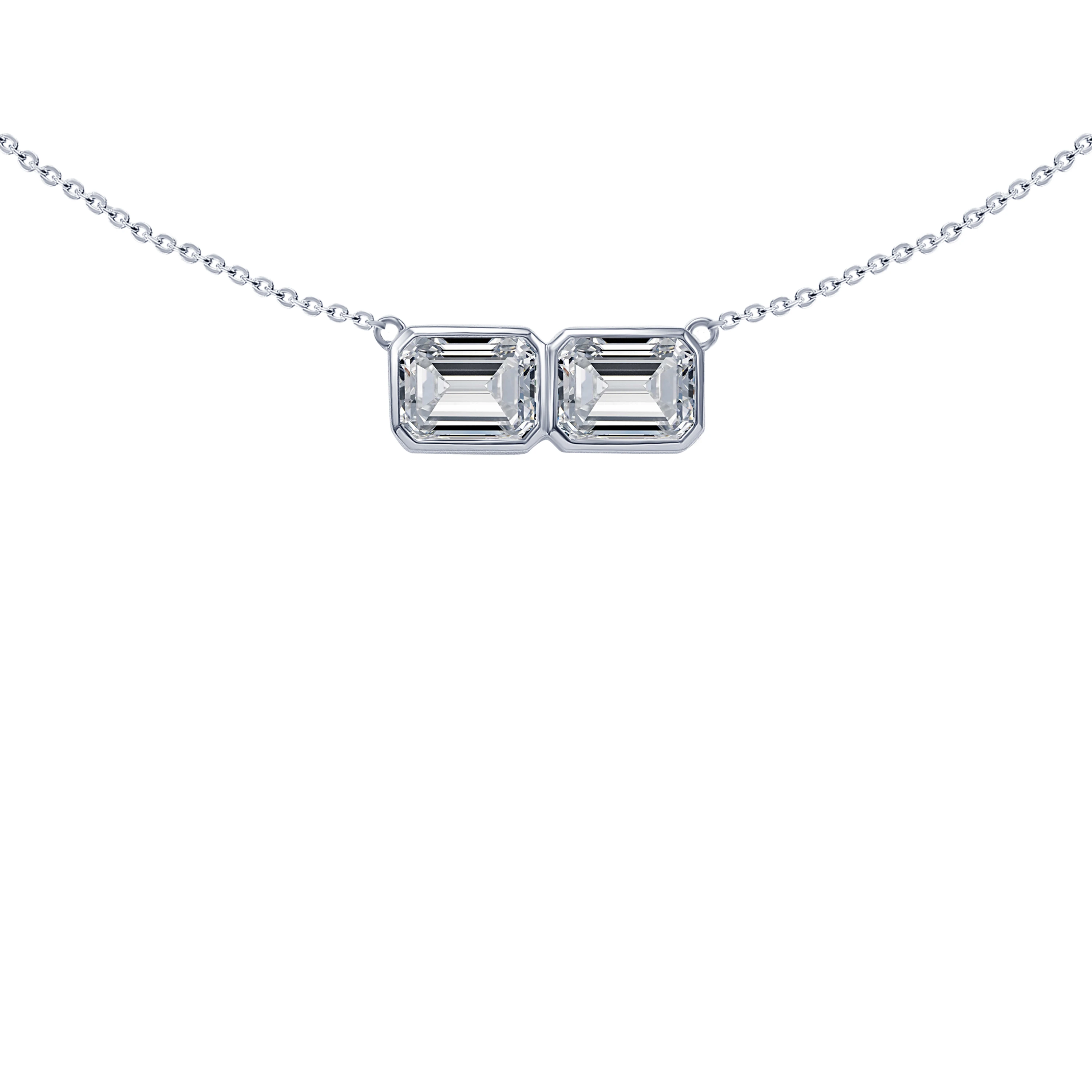 Серебряное колье Midnight с фианитами в огранке Эмеральд