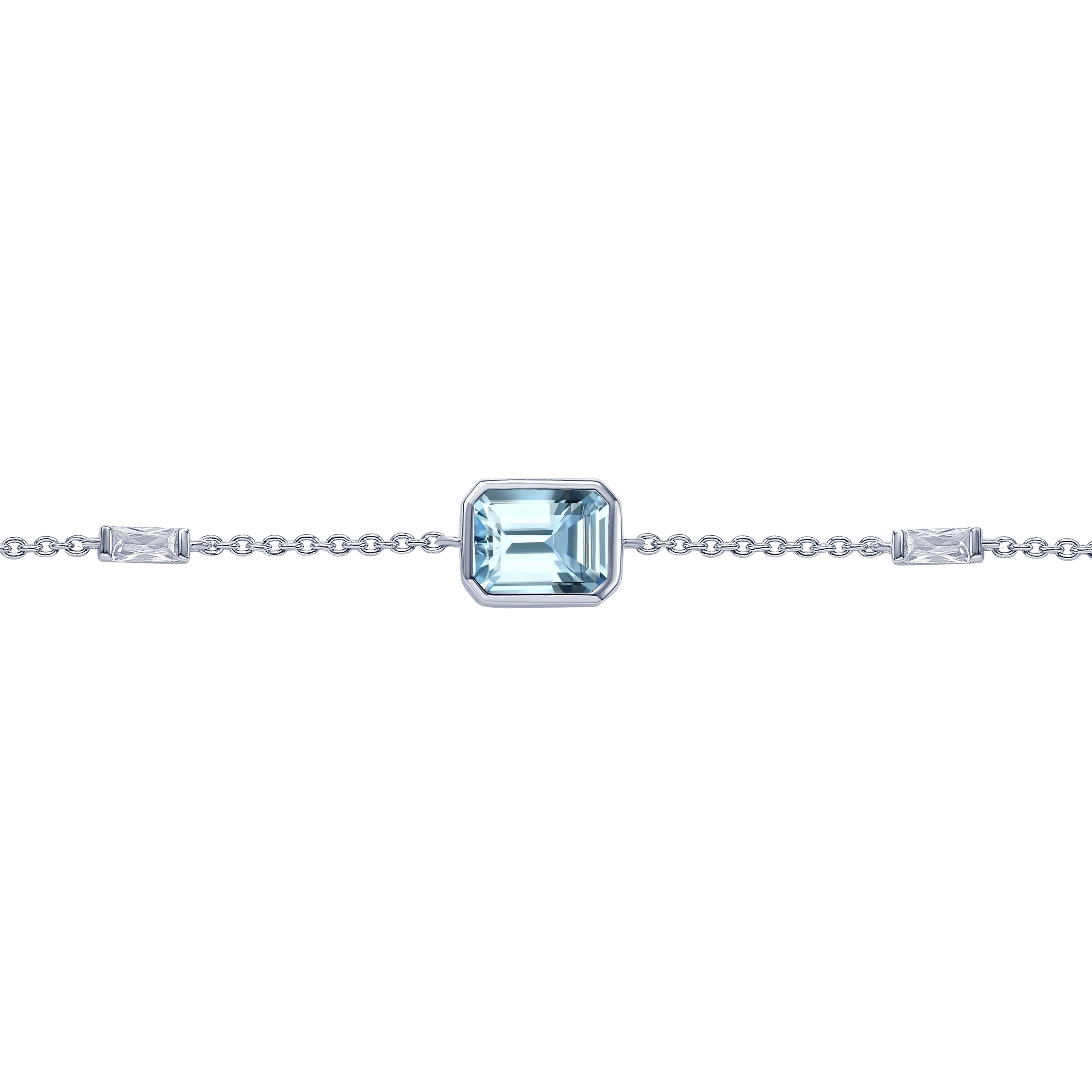 Серебряный браслет Midnight с голубым фианитом в огранке Эмеральд