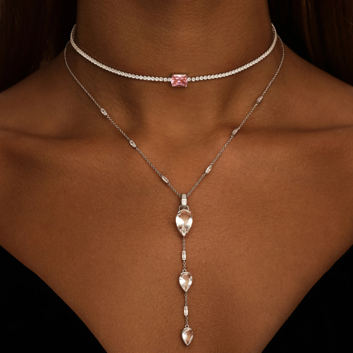 Серебряное колье MAYA P с горным хрусталем