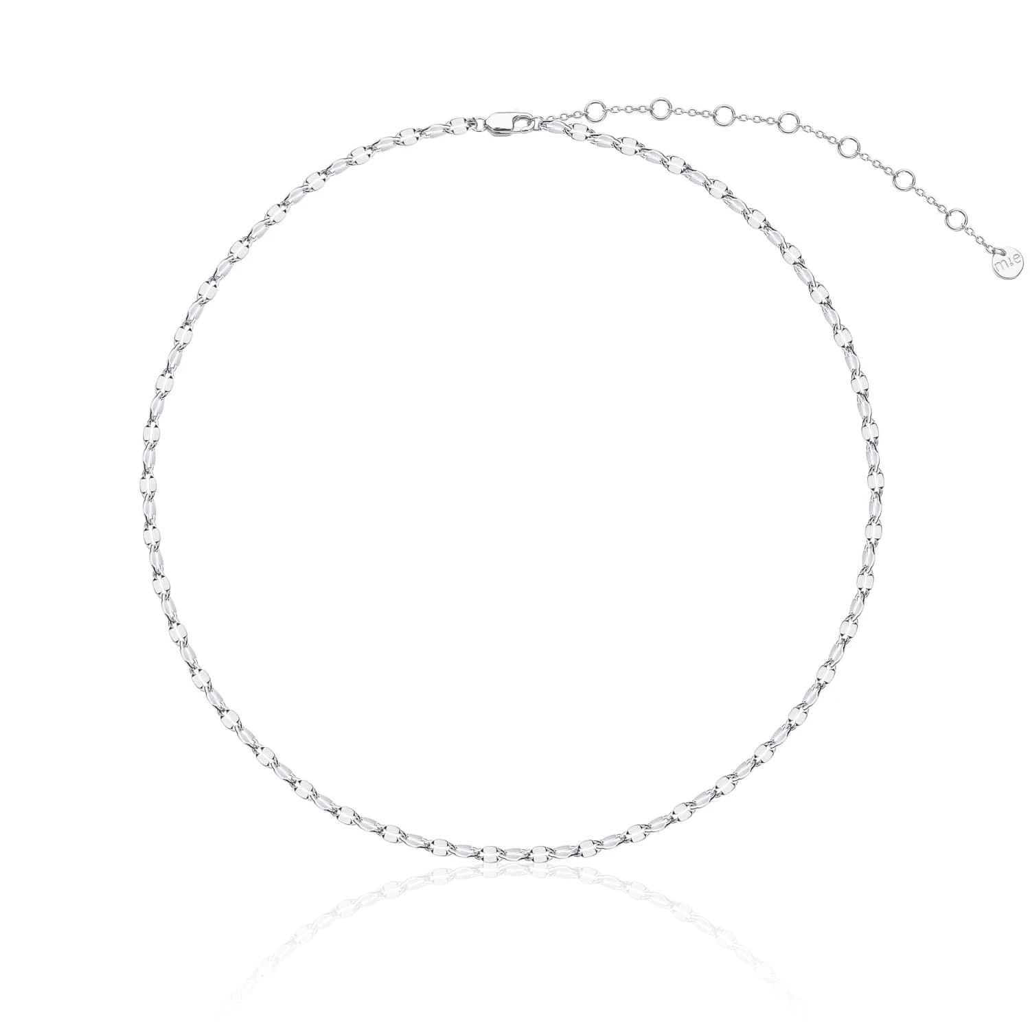 Серебряное колье-цепь из плоских звеньев