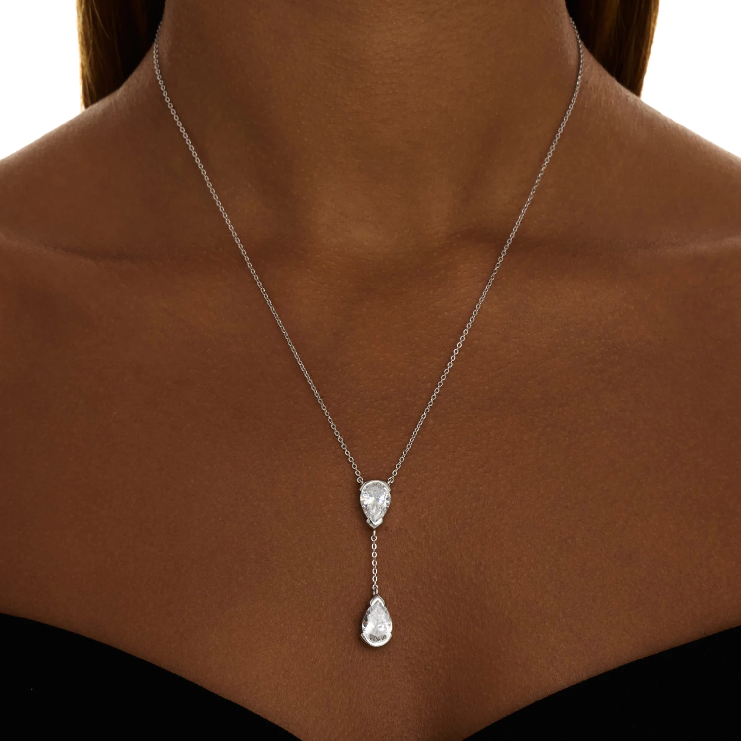 Серебряное колье-галстук PURITY с белыми топазами