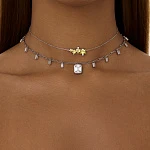 Серебряный чокер Midnight с крупным фианитом в огранке Эмеральд