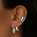 Серебряные дутые серьги с фианитами