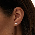 Серебряные серьги-гвоздики с фианитами 5 мм.