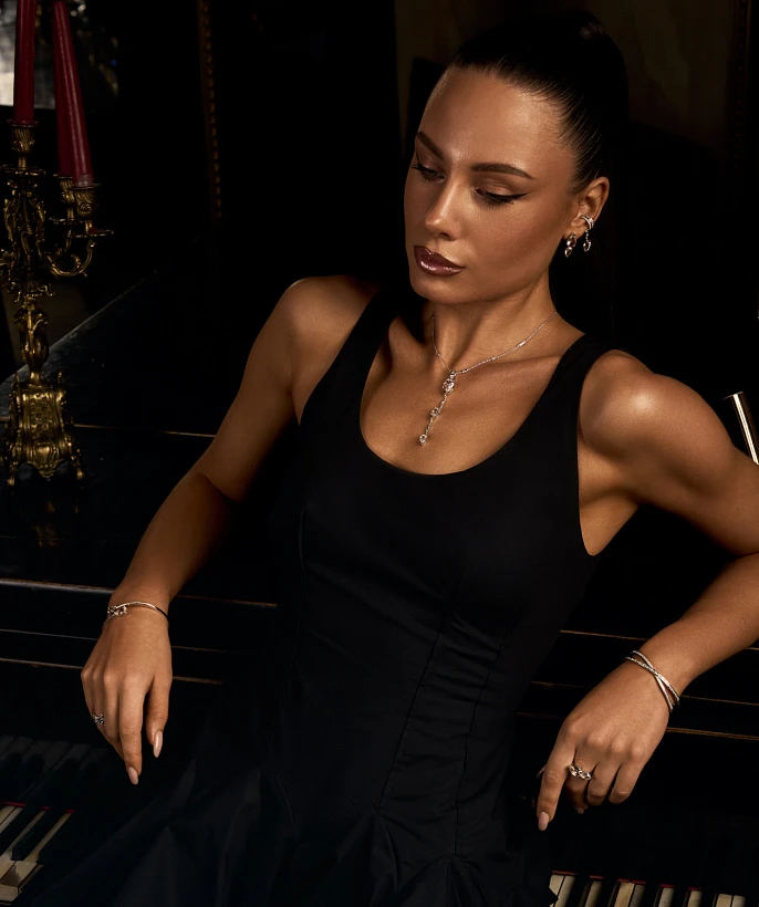 Серебряное колье MAYA P с горным хрусталем