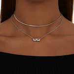 Серебряное колье Midnight с фианитами в огранке Эмеральд