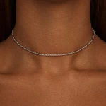 Серебряное колье-цепь кордового плетения