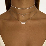 Серебряное колье с фианитами и крупными звеньями