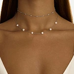 Серебряное колье с натуральным жемчугом
