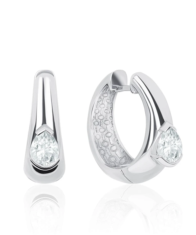 Серебряные серьги PURITY с белым топазом