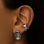 Серьги-ракушки из серебра с фианитами