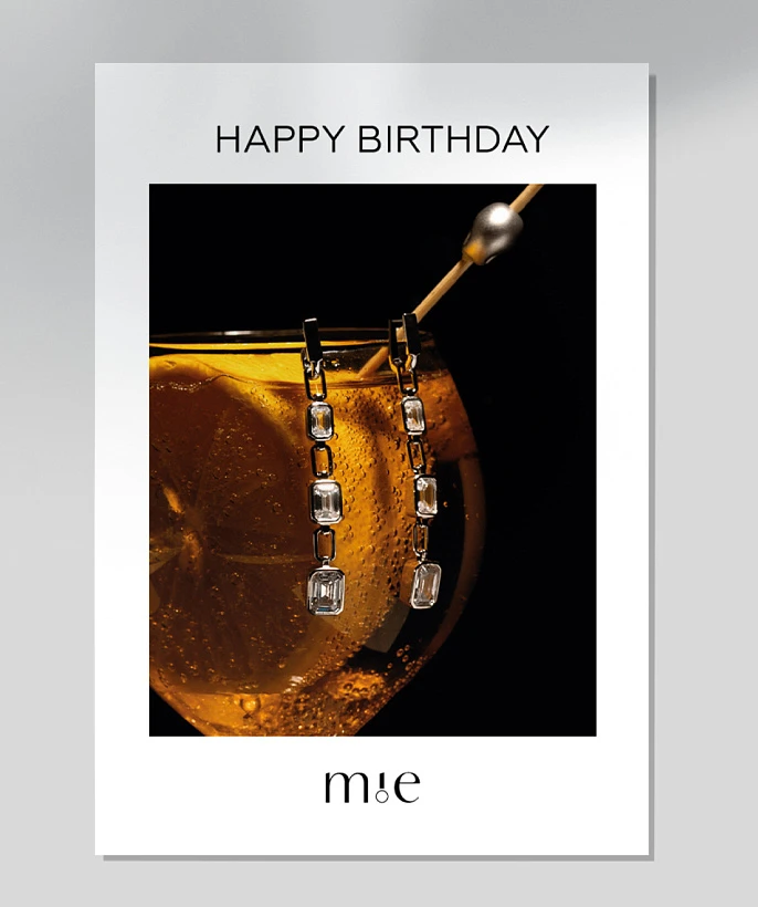 Открытка подарочная  Midnight серьги "Happy Birthday"