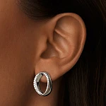 Серебряные крупные серьги-овалы с фианитами