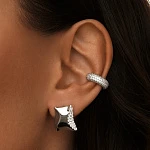 Серебряные серьги из мятого металла с фианитами