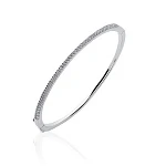 Серебряный жесткий браслет с дорожкой из фианитов