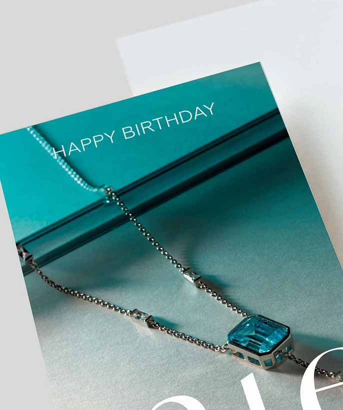 Открытка подарочная Midnight колье "Happy Birthday"