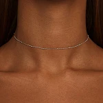 Серебряное тонкое колье-цепь плетения перлина