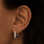 Серебряные серьги-капли с фианитами