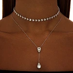 Серебряное колье-галстук PURITY с белыми топазами