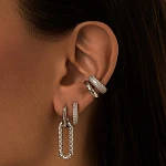 Серебряные серьги-трансформеры с фактурными овалами и фианитами