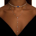 Серебряное колье-галстук с фианитами