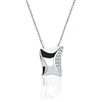 Серебряное колье с подвеской из мятого металла с фианитами