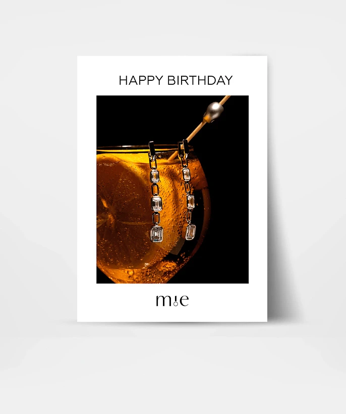 Открытка подарочная  Midnight серьги "Happy Birthday"
