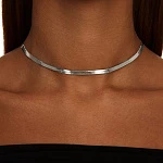 Серебряное широкое колье-цепь плетения снейк