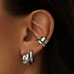 Серебряные серьги-кольца из мятого металла