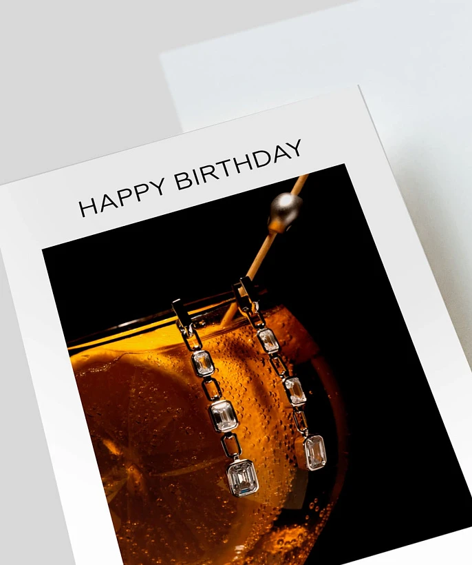 Открытка подарочная  Midnight серьги "Happy Birthday"