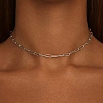 Серебряное колье-цепь с витыми звеньями
