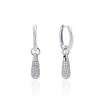 Серьги с подвеской из серебра с фианитами