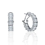 Серебряные серьги-кольца с фианитами в огранке багет